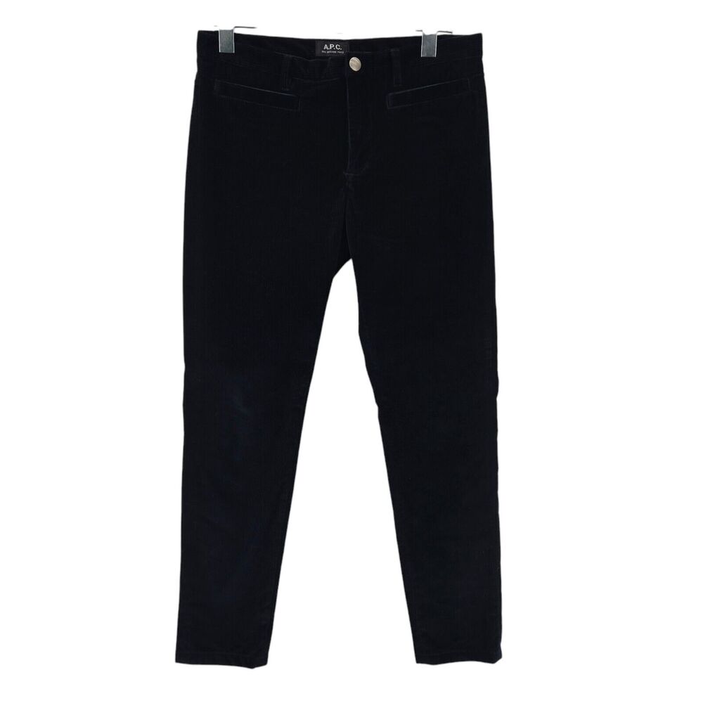 APC Corduroy Ankle Pants Womens 27 Dark Blue Black Tapered Leg Designer Mid Rise